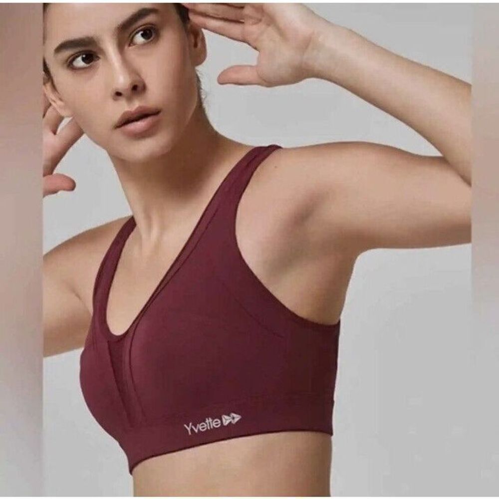 Yvette Women High Impact Sports Bras‎ Criss Cross Back Sexy Running Bra Sz 8 D-F